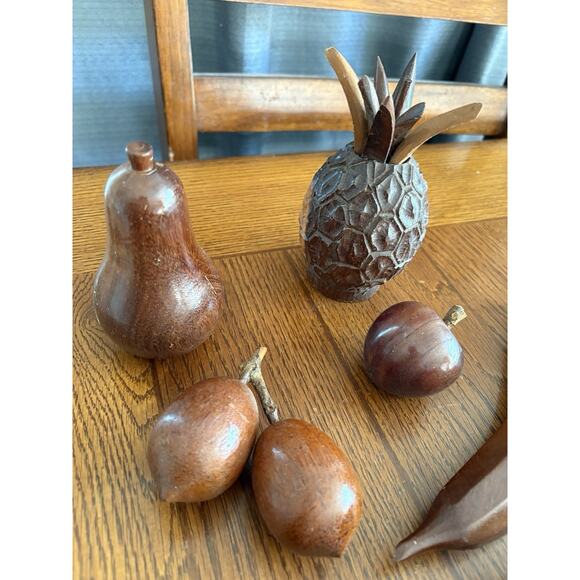Vintage Wooden Fruit & Vegetables Hand Carved Hardwood MCM Decor - Picture 10 of 11
